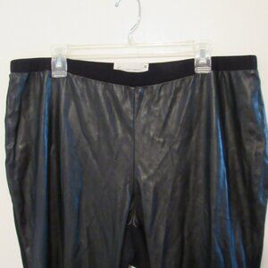 Tura By Vince Camuto Faux Leather Front Ponte Pants Women's 3X Black Pull On